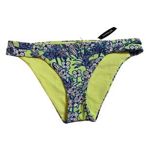 Adore Me Women's Blue And Green Floral Swim Bikini Bottom Size Small S - NWT